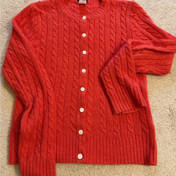 J. Crew Sweaters - J. Crew Vibrant Red Cable Knit Cashmere Blend Cardigan